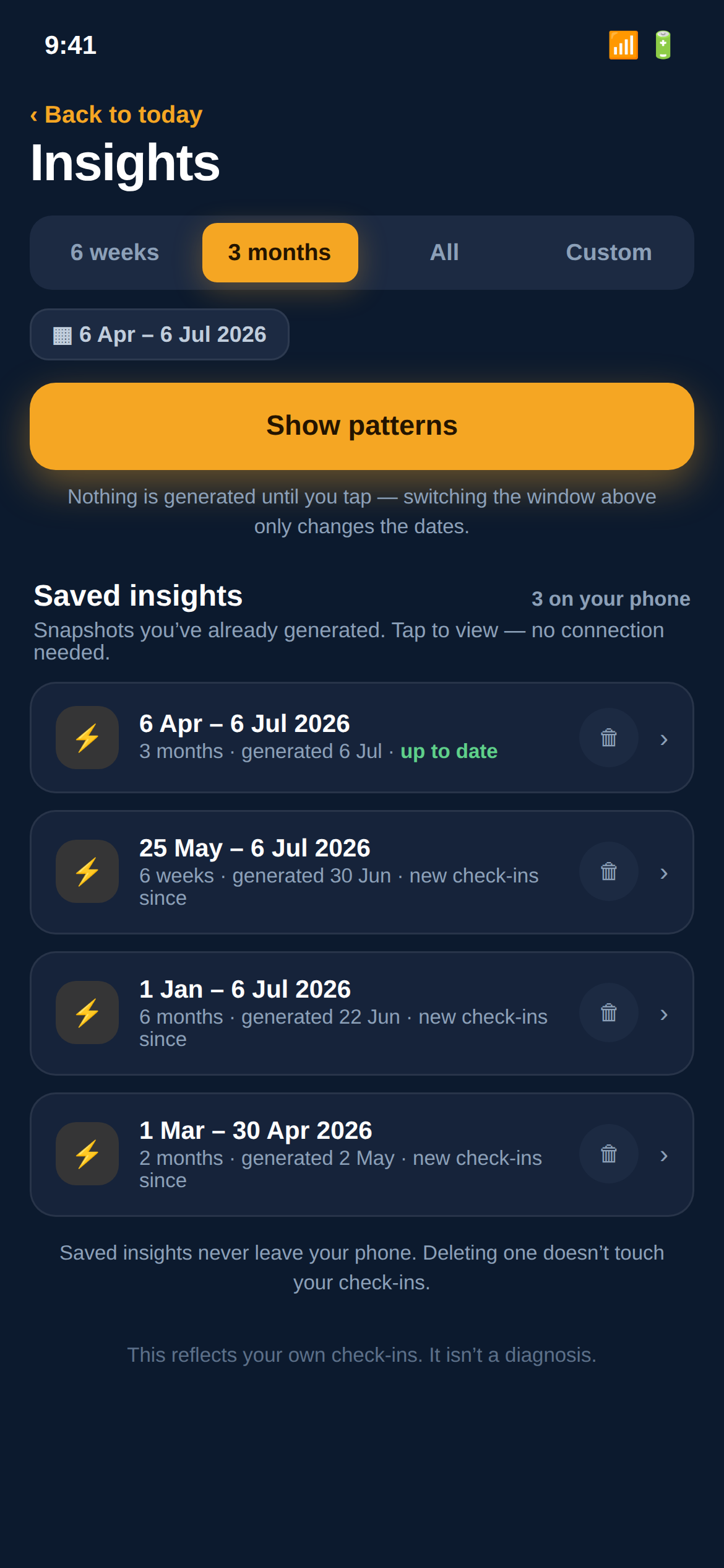 Saved insights on your phone