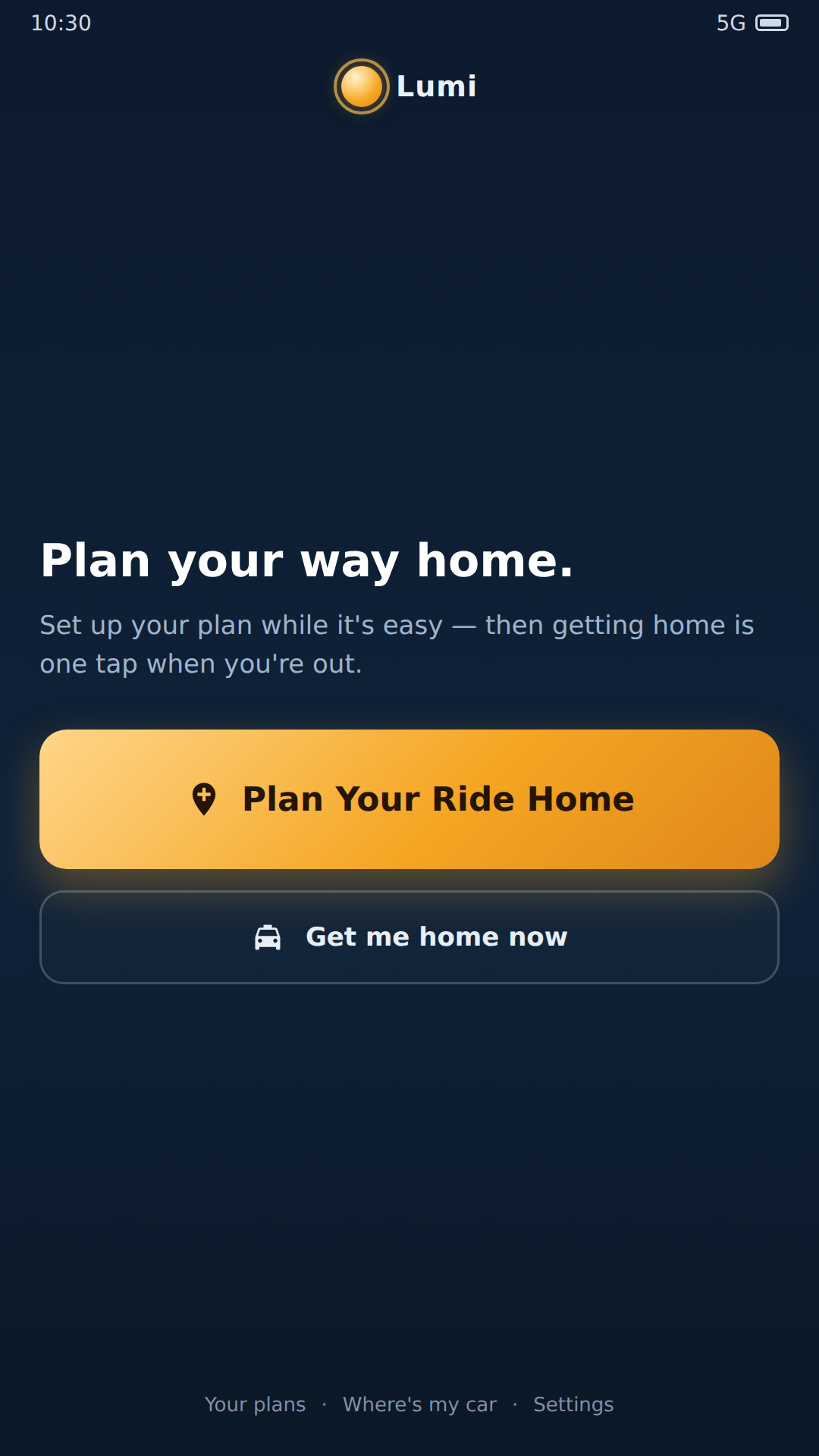 Lumi app — plan your ride home